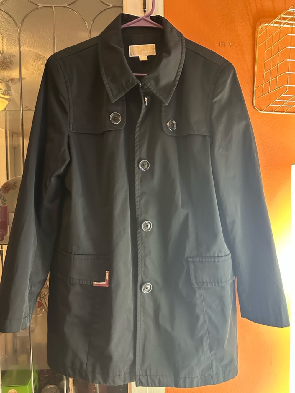 MICHAEL KORS Button~Up Classic Lightweight Rain Jacket